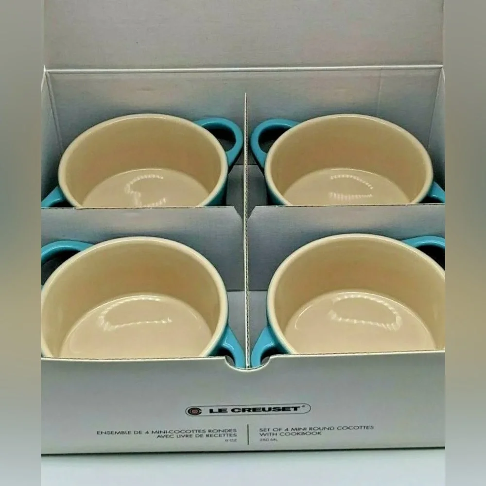 LE CREUSET Mini Cocotte 4 Caribbean Blue + Cookbook (FINAL PRICE $139 0726